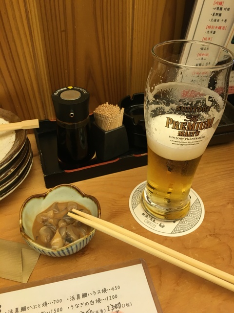 ５円ビールと塩辛